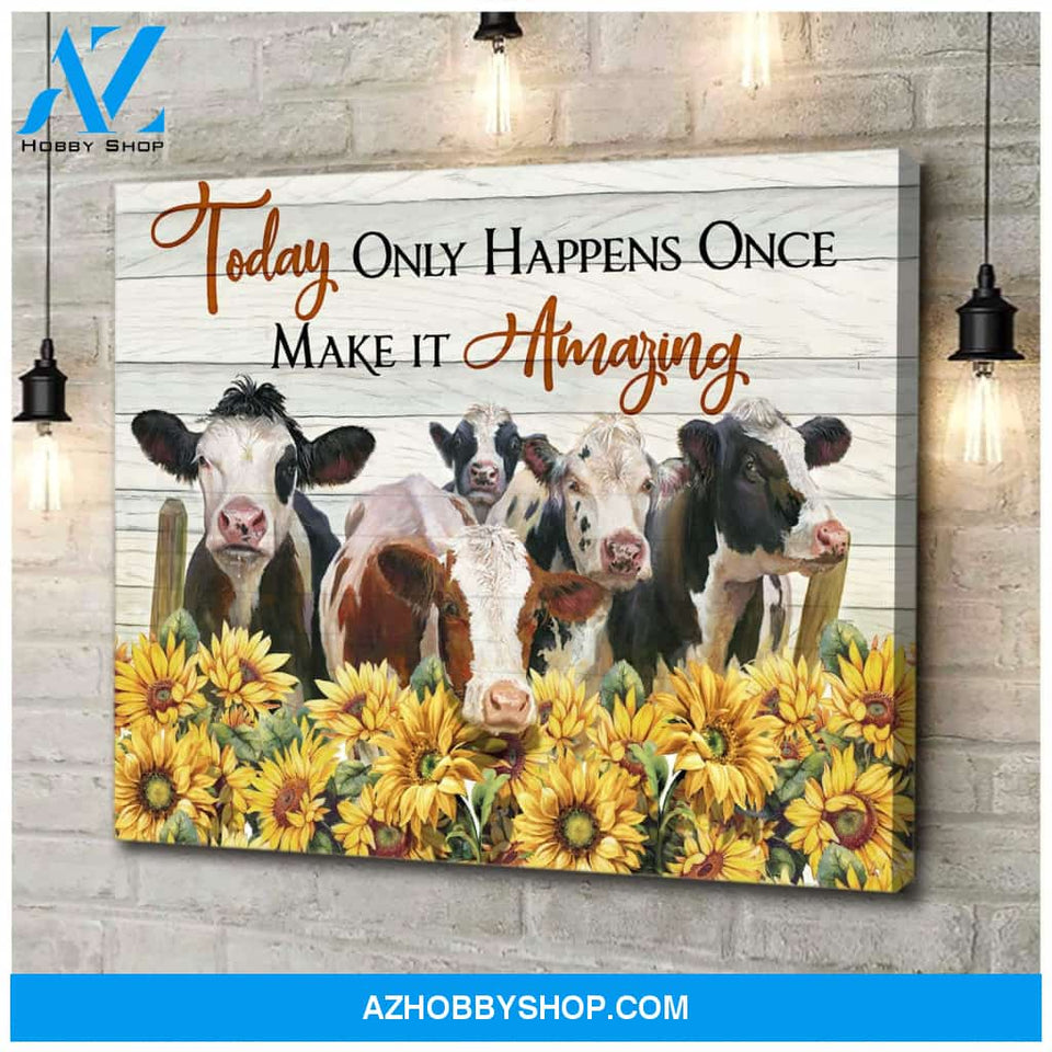 Make It Amazing Cow Wall Art Canvas