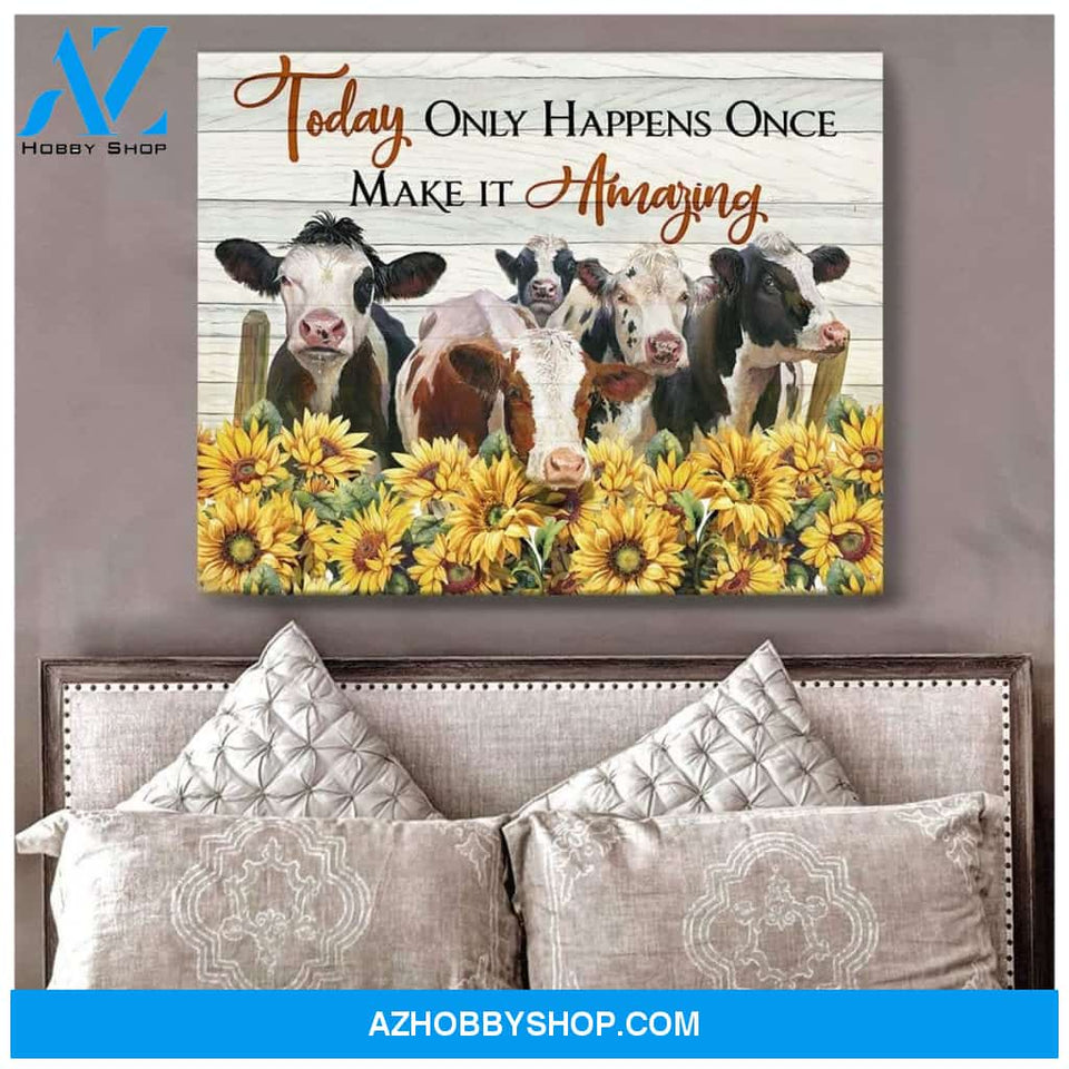 Make It Amazing Cow Wall Art Canvas