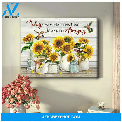 Make It Amazing Sunflower Hummingbird Wall Art Canvas