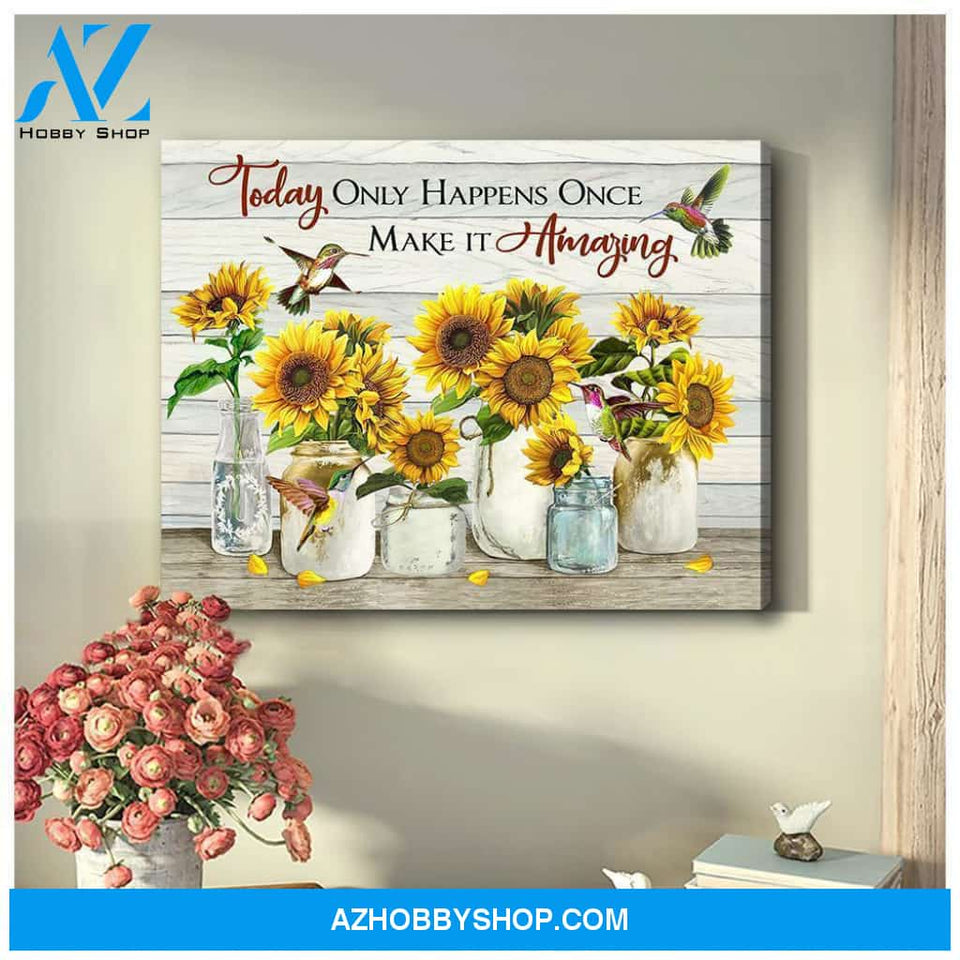 Make It Amazing Sunflower Hummingbird Wall Art Canvas
