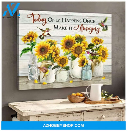 Make It Amazing Sunflower Hummingbird Wall Art Canvas