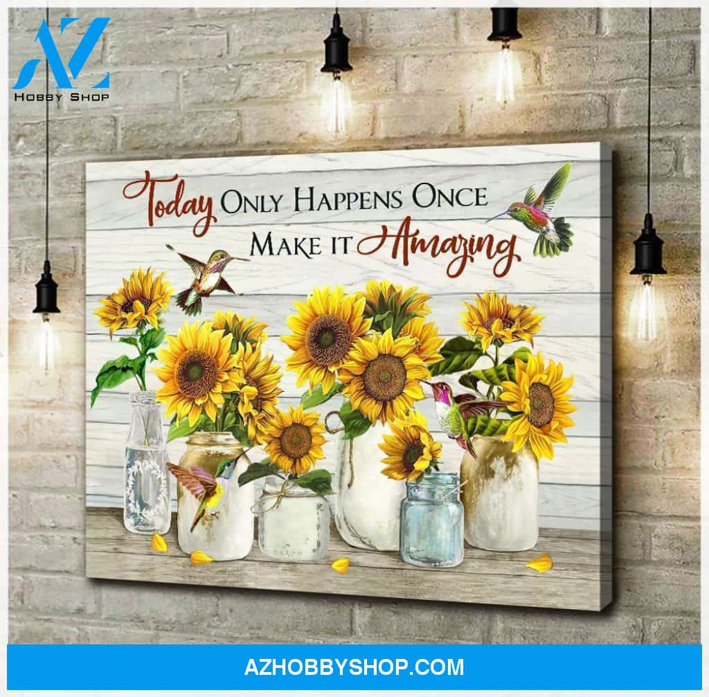 Make It Amazing Sunflower Hummingbird Wall Art Canvas