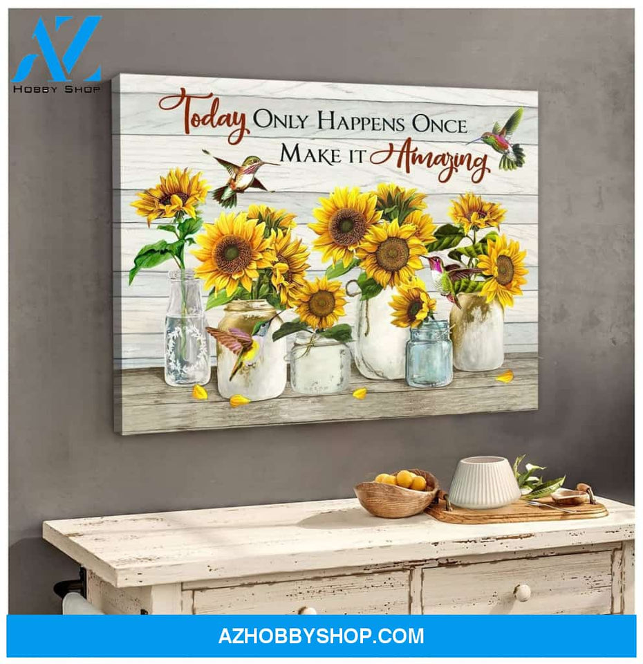 Make It Amazing Sunflower Hummingbird Wall Art Canvas