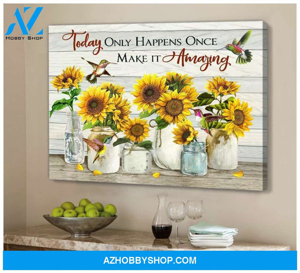 Make It Amazing Sunflower Hummingbird Wall Art Canvas