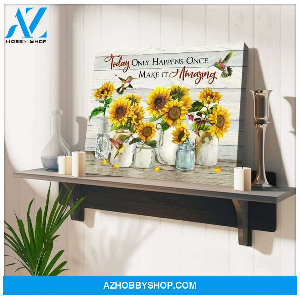 Make It Amazing Sunflower Hummingbird Wall Art Canvas
