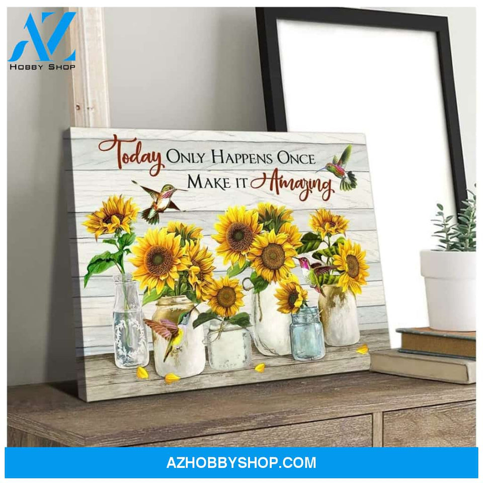 Make It Amazing Sunflower Hummingbird Wall Art Canvas