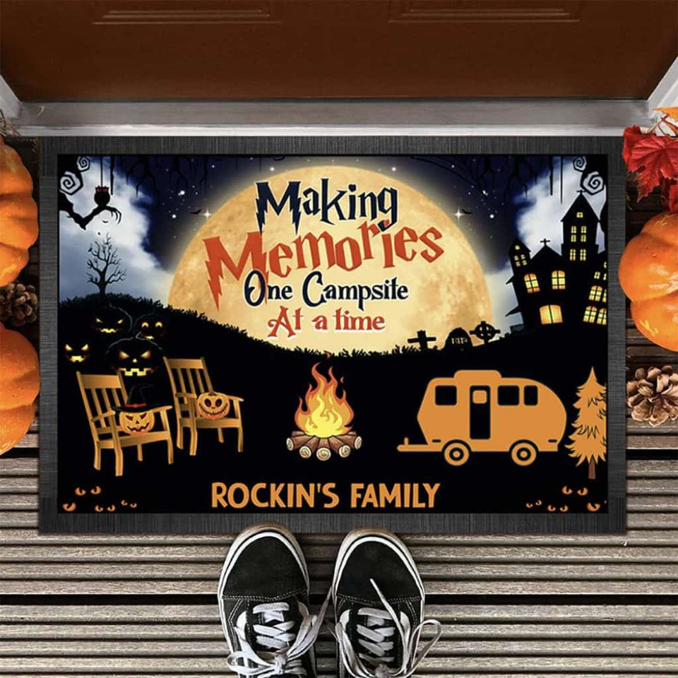 Making Memories One Campsite Halloween Doormat, Camping Gift, RV Camping Gift, Outdoor Doormat