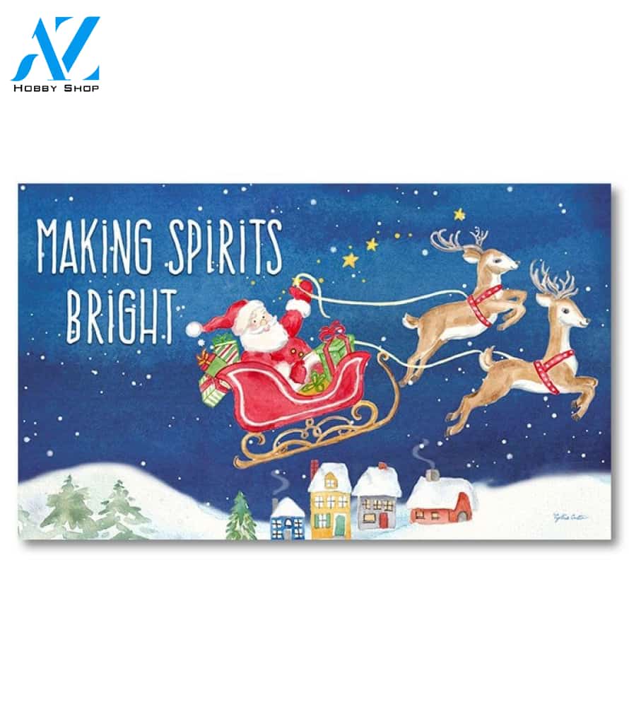Making Spirits Bright Santa Doormat - 18" x 30"