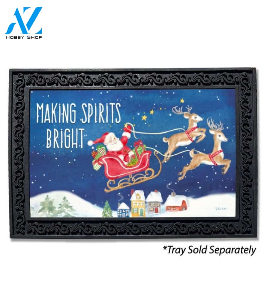 Making Spirits Bright Santa Doormat - 18" x 30"