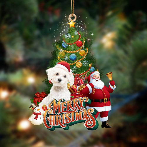 Godmerch- Ornament- maltes-Christmas Tree&Dog Hanging Ornament, Happy Christmas Ornament, Car Ornament