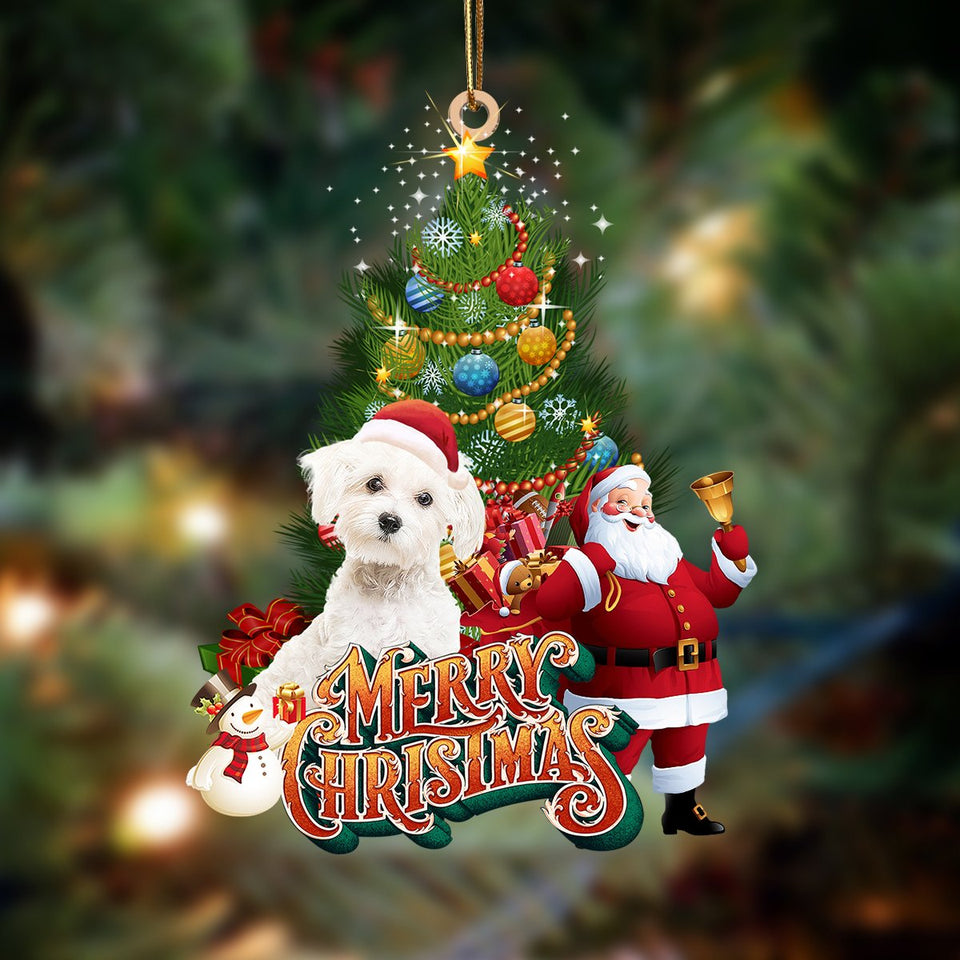 Godmerch- Ornament- maltes-Christmas Tree&Dog Hanging Ornament, Happy Christmas Ornament, Car Ornament