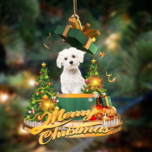 Godmerch- Ornament- Maltes-Christmas Gifts&dogs Hanging Ornament, Happy Christmas Ornament, Car Ornament