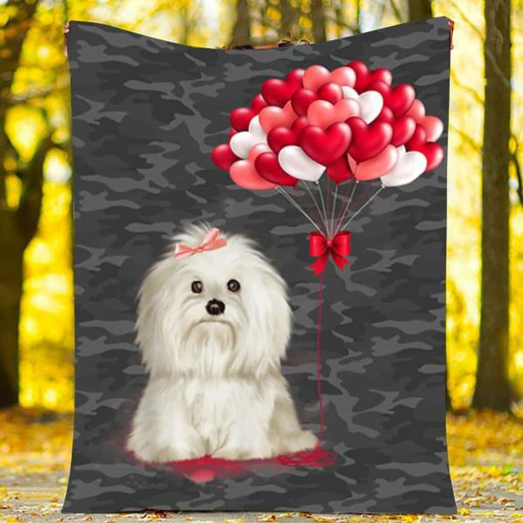 Maltese Dog Blanket - Valentine's Day Gifts For Her - Fleece Blanket Home Decor Bedding Couch Sofa Soft And Comfy Cozy
