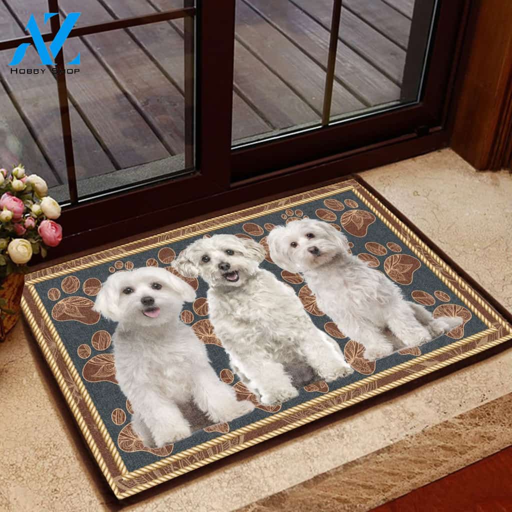 Maltese Flower Paw Dog Doormat | Welcome Mat | House Warming Gift
