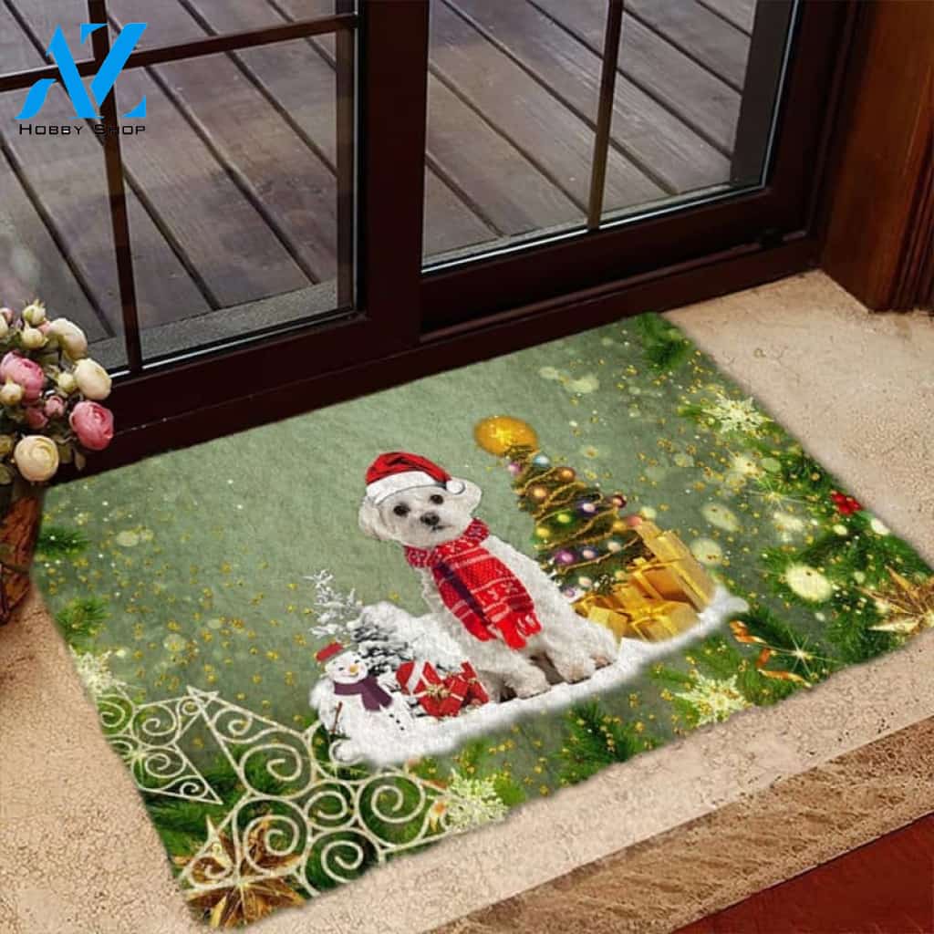 Maltese Merry Christmas Doormat