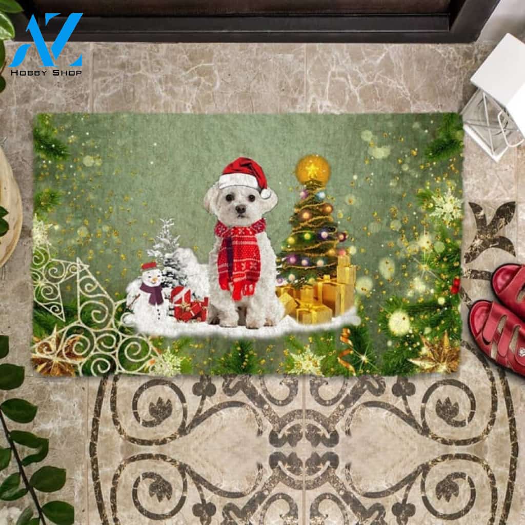 Maltese Merry Christmas Doormat