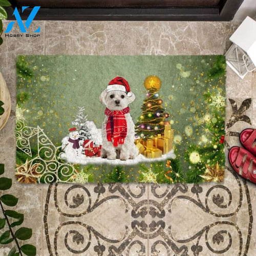 Maltese Merry Christmas Doormat