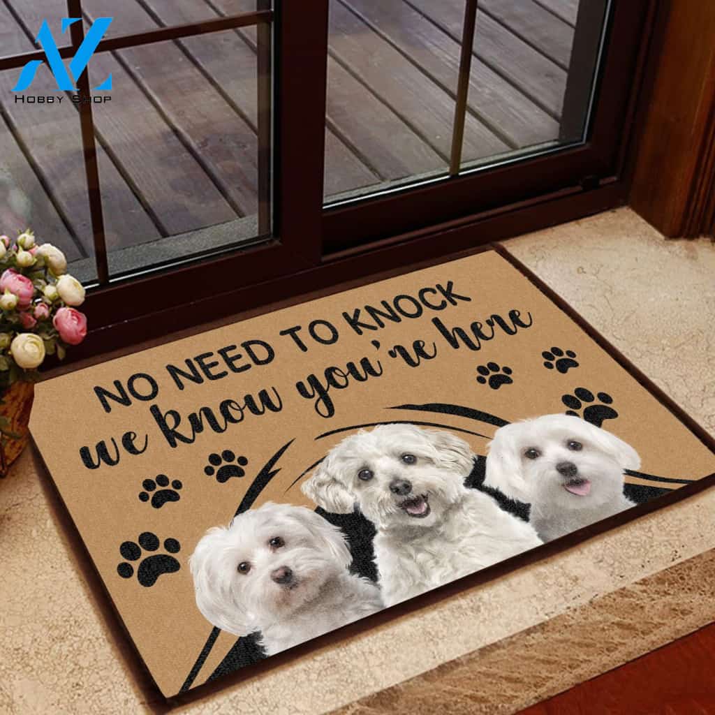 Maltese No Need To Knock - Dog Doormat | Welcome Mat | House Warming Gift