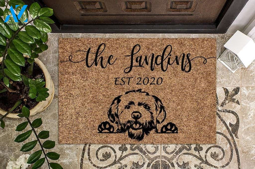 Maltese Puppy Dog Funny Dog Custom Name & Year Doormat