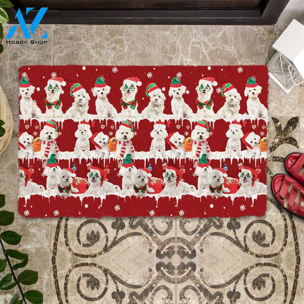 Maltese Snow Merry Christmas Doormat