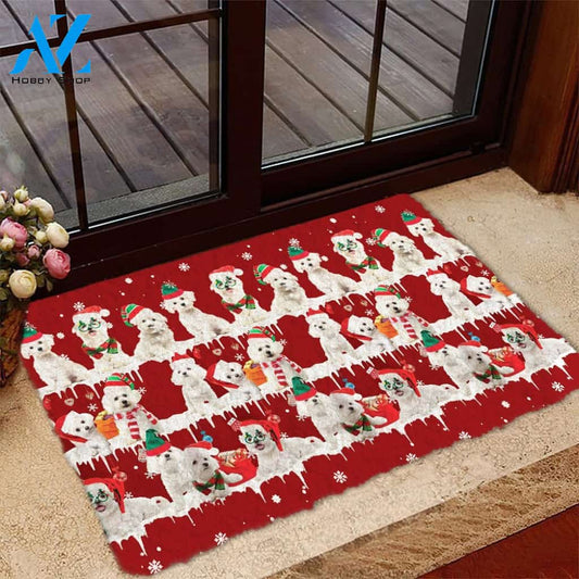Maltese Snow Merry Christmas Doormat