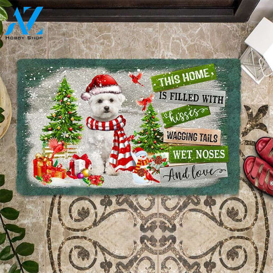 Maltese This Home Is Filled With Kisses Christmas Dog Doormat