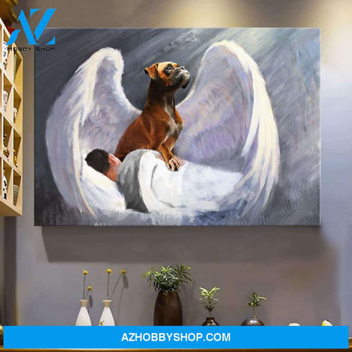 Man and Boxer with beautiful wings Boxer Landscape Canvas Prints - Wall Art