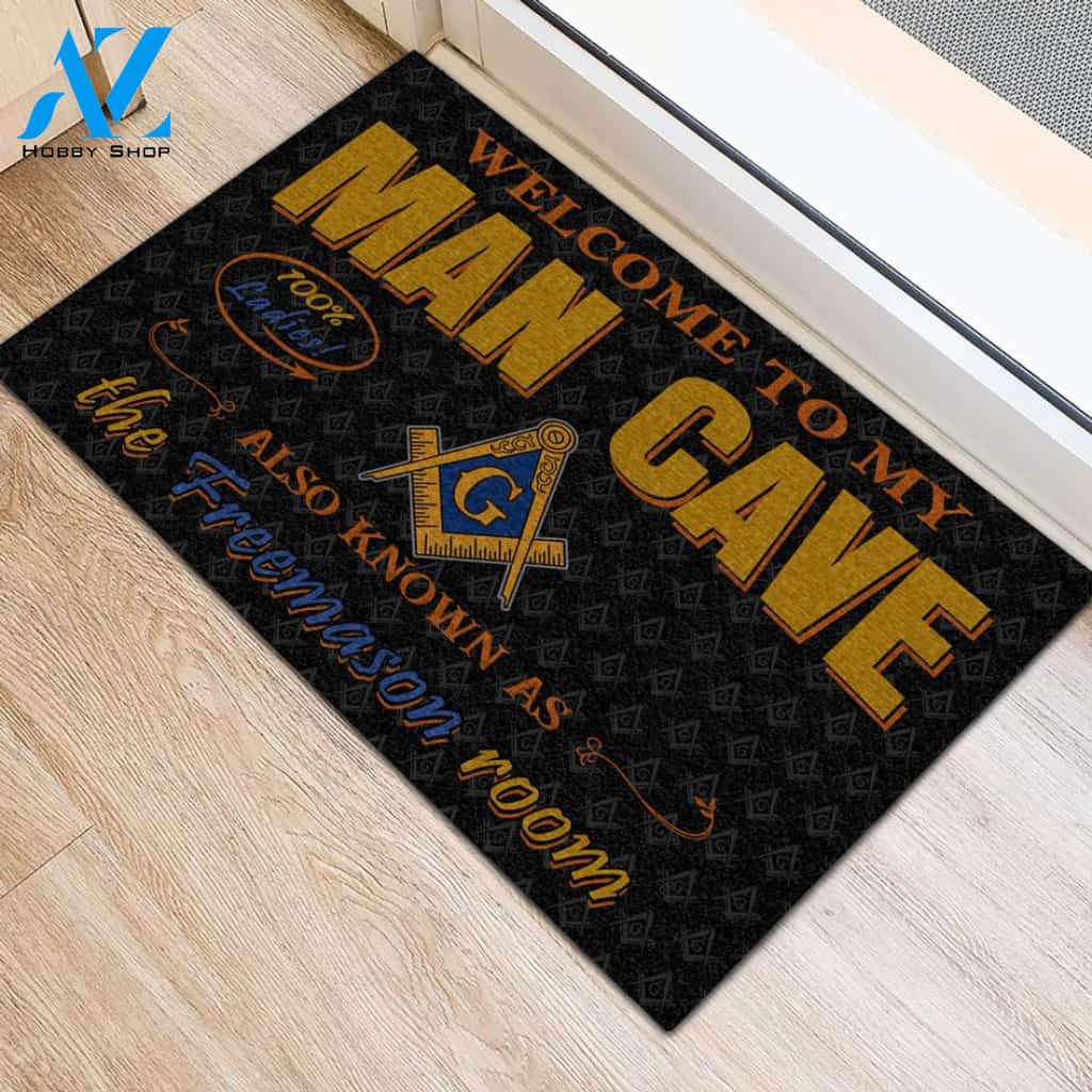 Man Cave Freemason Room Doormat | Welcome Mat | House Warming Gift