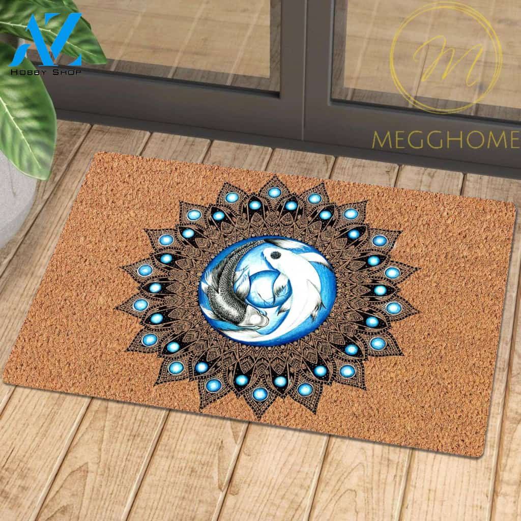 Mandala Fish Doormat 3 | Welcome Mat | House Warming Gift