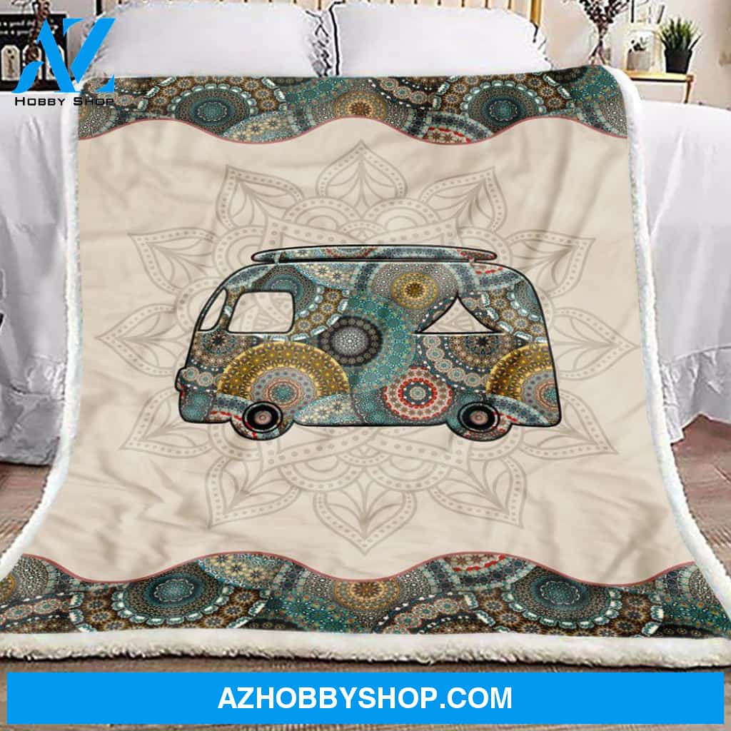 Mandala Hippie Van Fleece Blanket