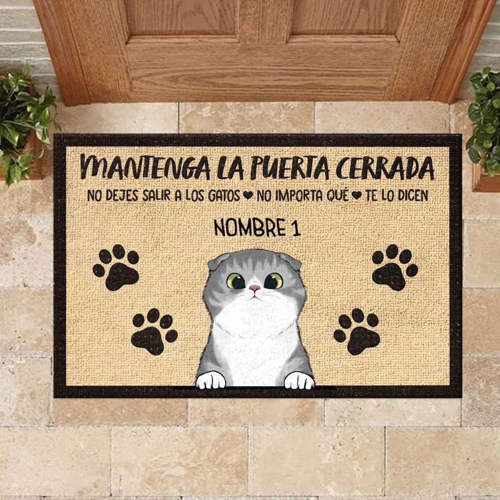 Mantenga La Puerta Cerrada Spanish - Personalized Doormat Door