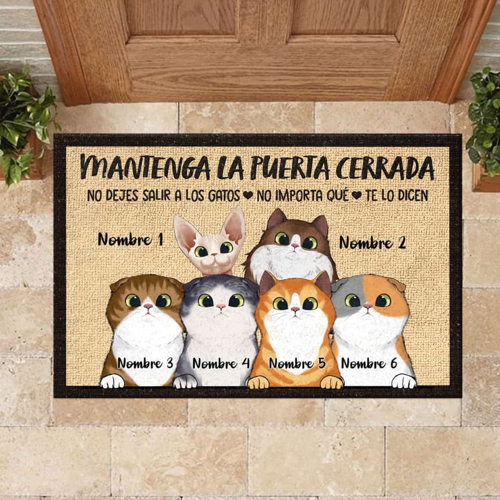 Mantenga La Puerta Cerrada Spanish - Personalized Doormat Door