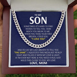 Son  Necklace - Feel My Love from Mom - Cuban Link Chain Necklace