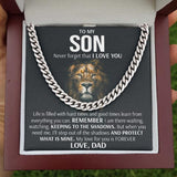 To My Son Necklace - Keeping To The Shadows Cuban Link Chain Necklace Love, Dad