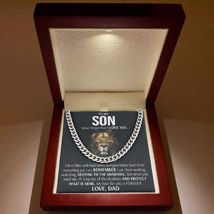 To My Son Necklace - Keeping To The Shadows Cuban Link Chain Necklace Love, Dad