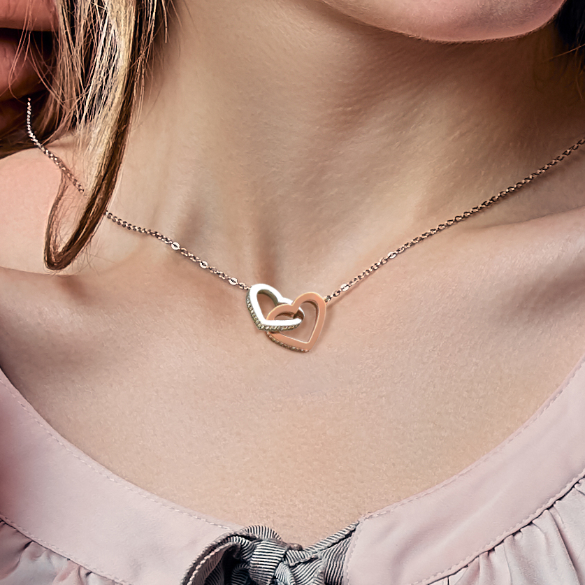 To My Beautiful Daughter,  My Love And Light - Interlocking Hearts Necklace