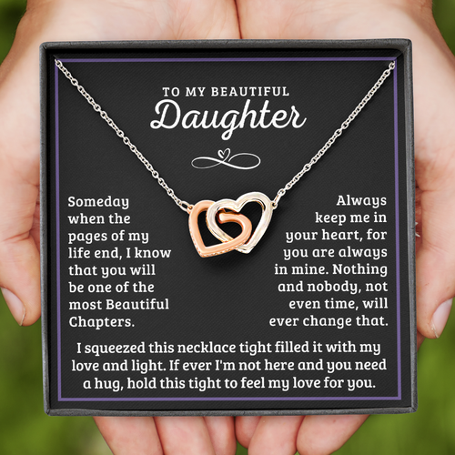 To My Beautiful Daughter,  My Love And Light - Interlocking Hearts Necklace