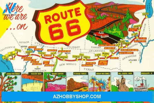Map Of Route 66 From Los Angeles To Chicago Vintage Advertisement