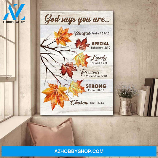 Maple leaf - God says you are Jesus Portrait Canvas Prints, Wall Art
