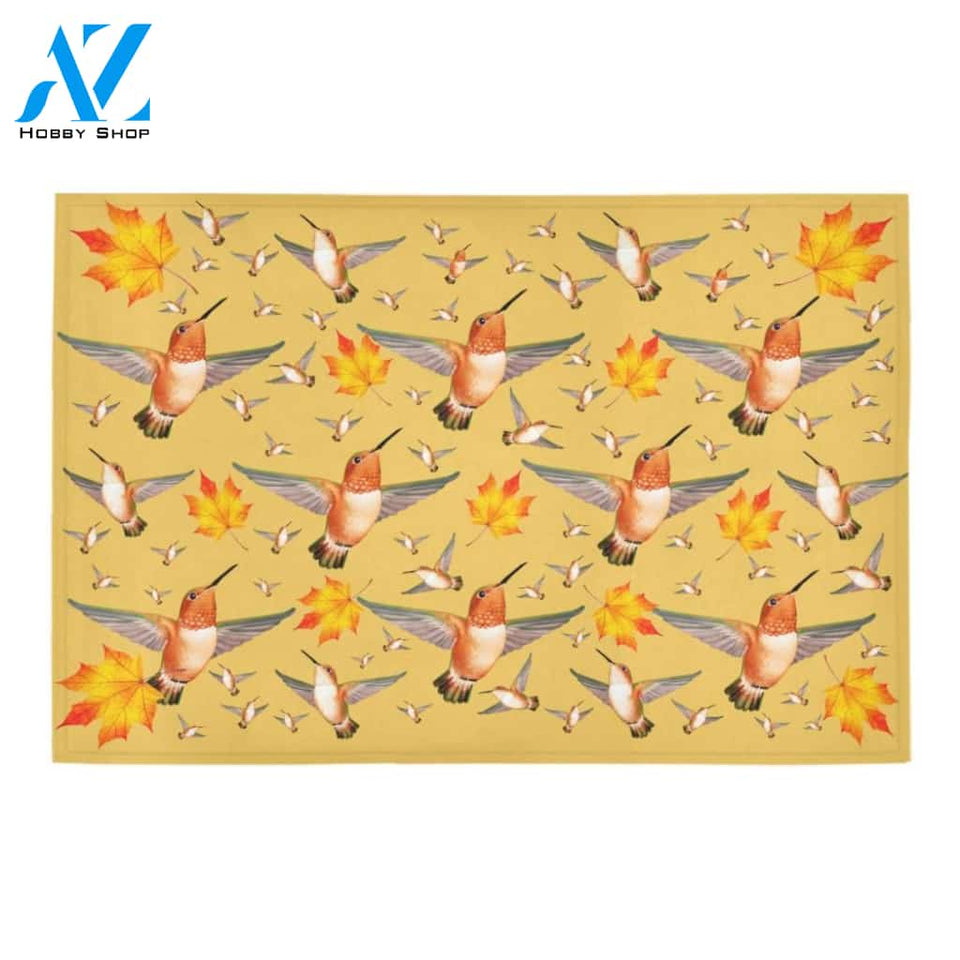 Maple Leaf Hummingbird Pattern Printed Doormat Home Decor