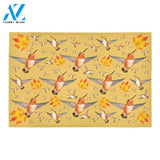 Maple Leaf Hummingbird Pattern Printed Doormat Home Decor