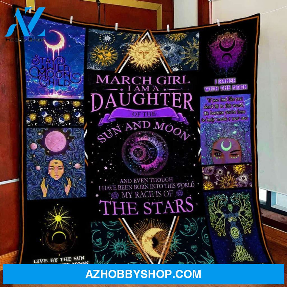 March Girl Daughter Of The Sun And Moon Gift Fleece Blanket