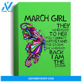 March Girl She Whispered Back I Am The Storm Butterfly Portrait Canvas