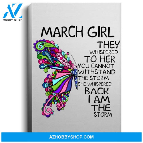 March Girl She Whispered Back I Am The Storm Butterfly Portrait Canvas