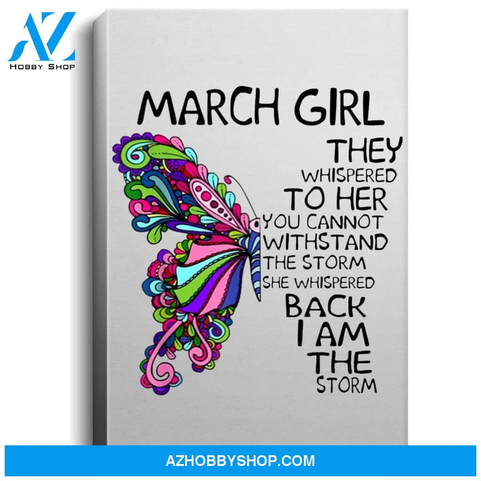 March Girl She Whispered Back I Am The Storm Butterfly Portrait Canvas