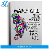 March Girl She Whispered Back I Am The Storm Butterfly Portrait Canvas