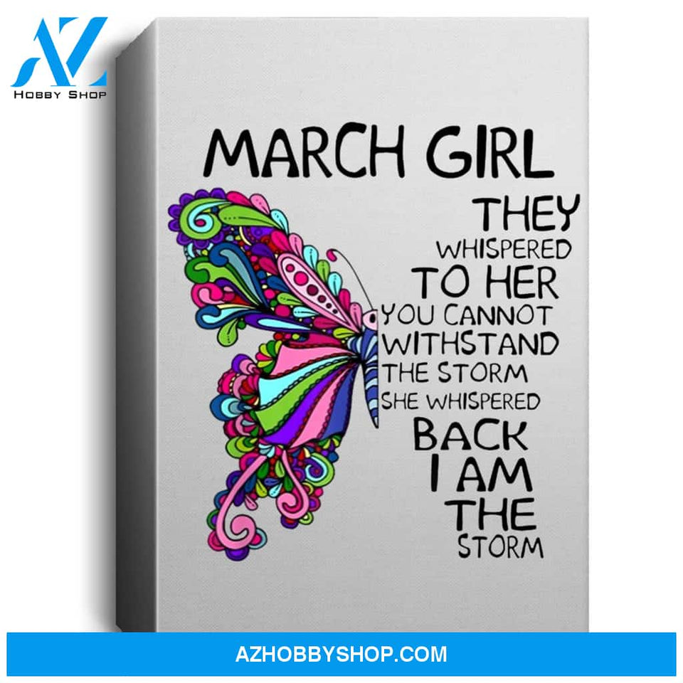 March Girl She Whispered Back I Am The Storm Butterfly Portrait Canvas