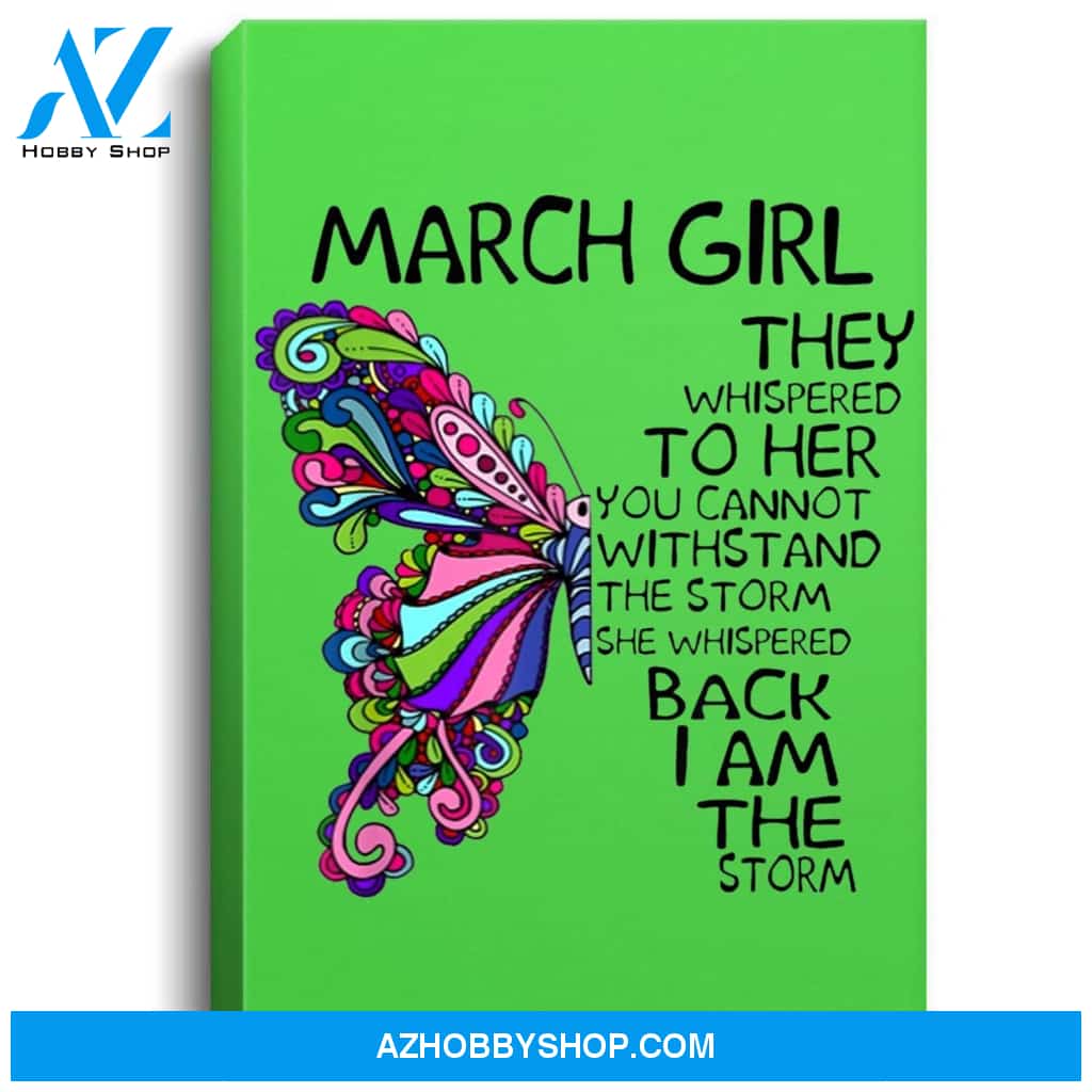 March Girl She Whispered Back I Am The Storm Butterfly Portrait Canvas