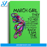 March Girl She Whispered Back I Am The Storm Butterfly Portrait Canvas