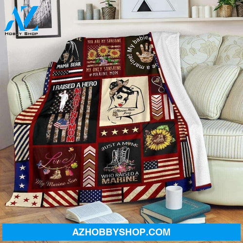 Marine Mom Fleece Blanket Strong Mom - Gift For Mom | Family Blanket